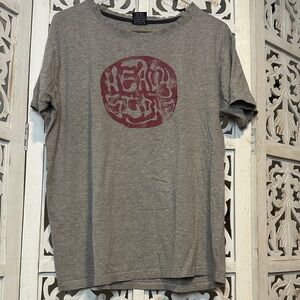 Grey Graphic Tee with Red Print